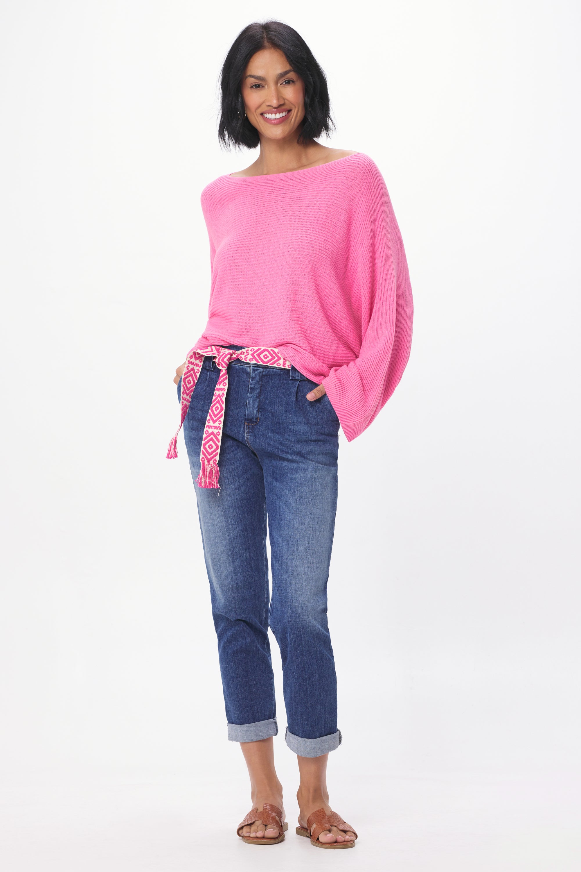 Soft Knit Rib Batwing Sweater