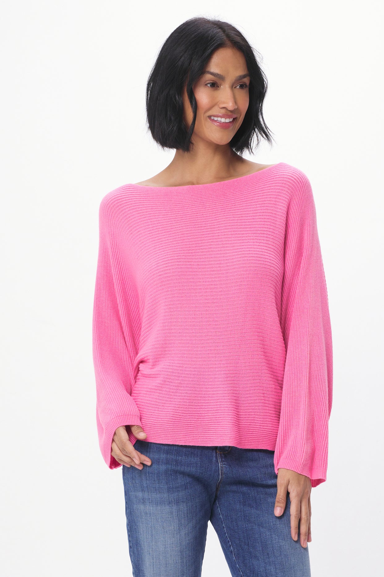 Soft Knit Rib Batwing Sweater