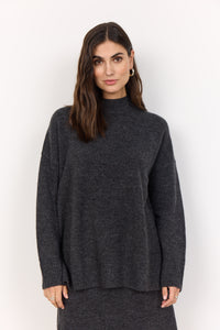 Funnel Neck Long Line Knitted Jumper
