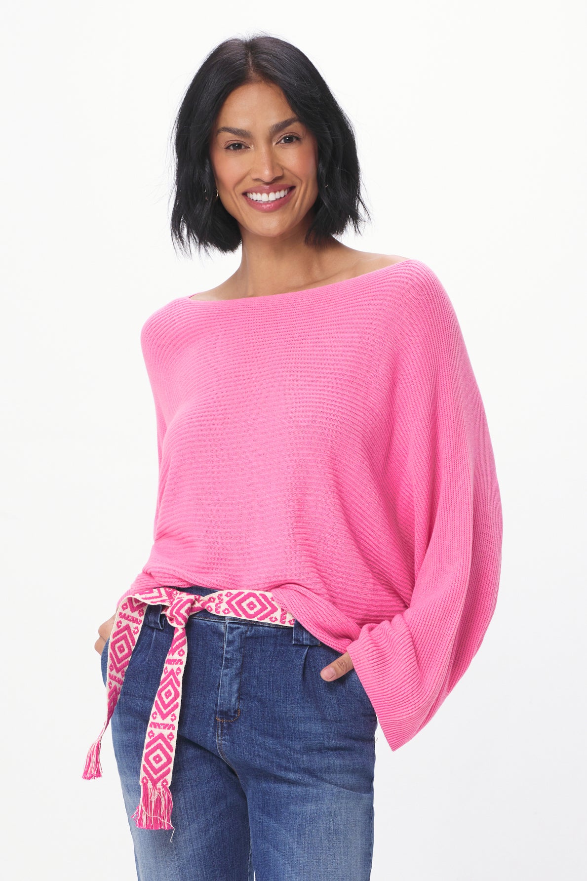 Soft Knit Rib Batwing Sweater