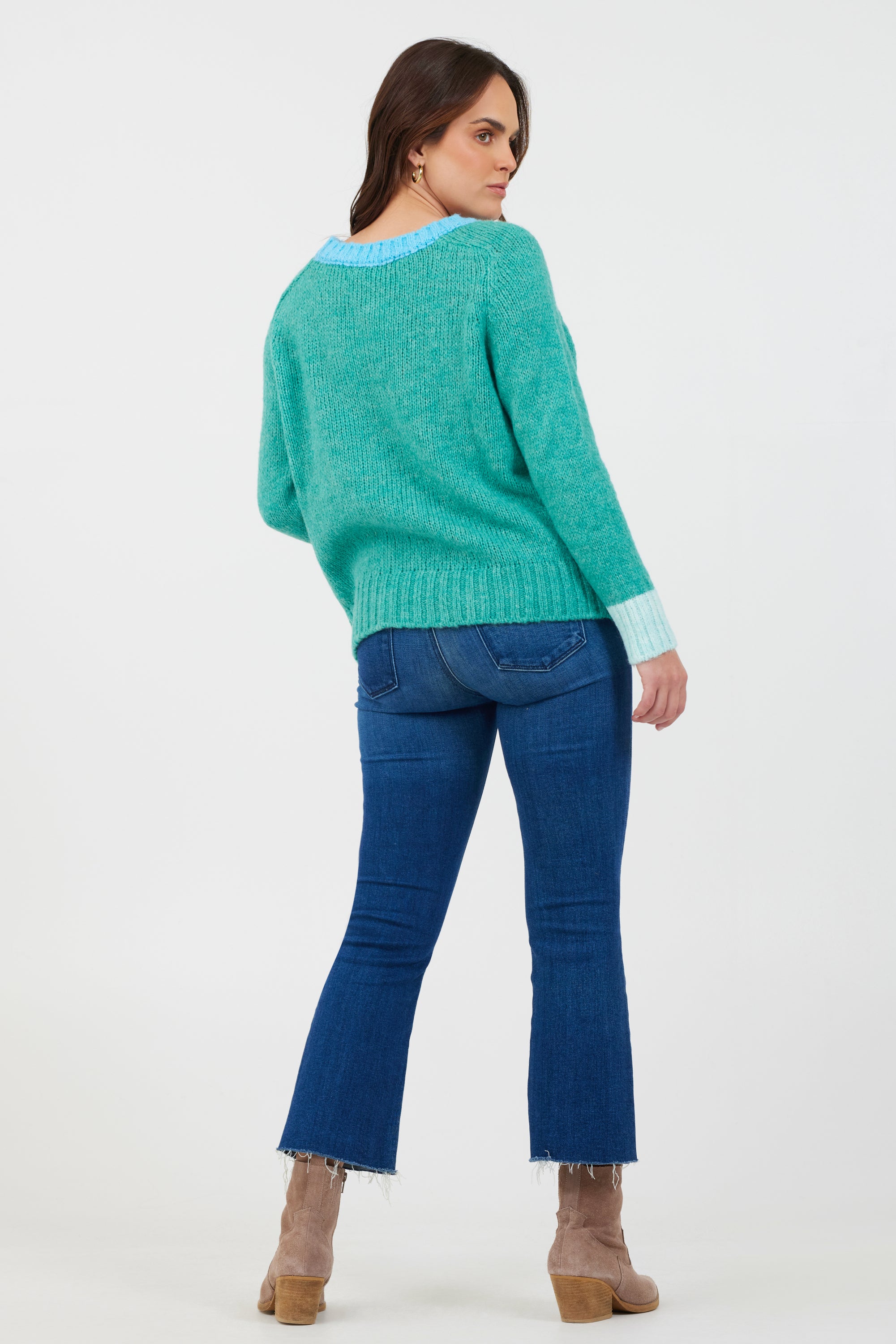 Contrast Trim Soft Knit Sweater