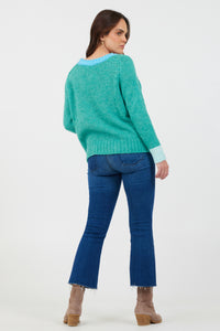 Contrast Trim Soft Knit Sweater