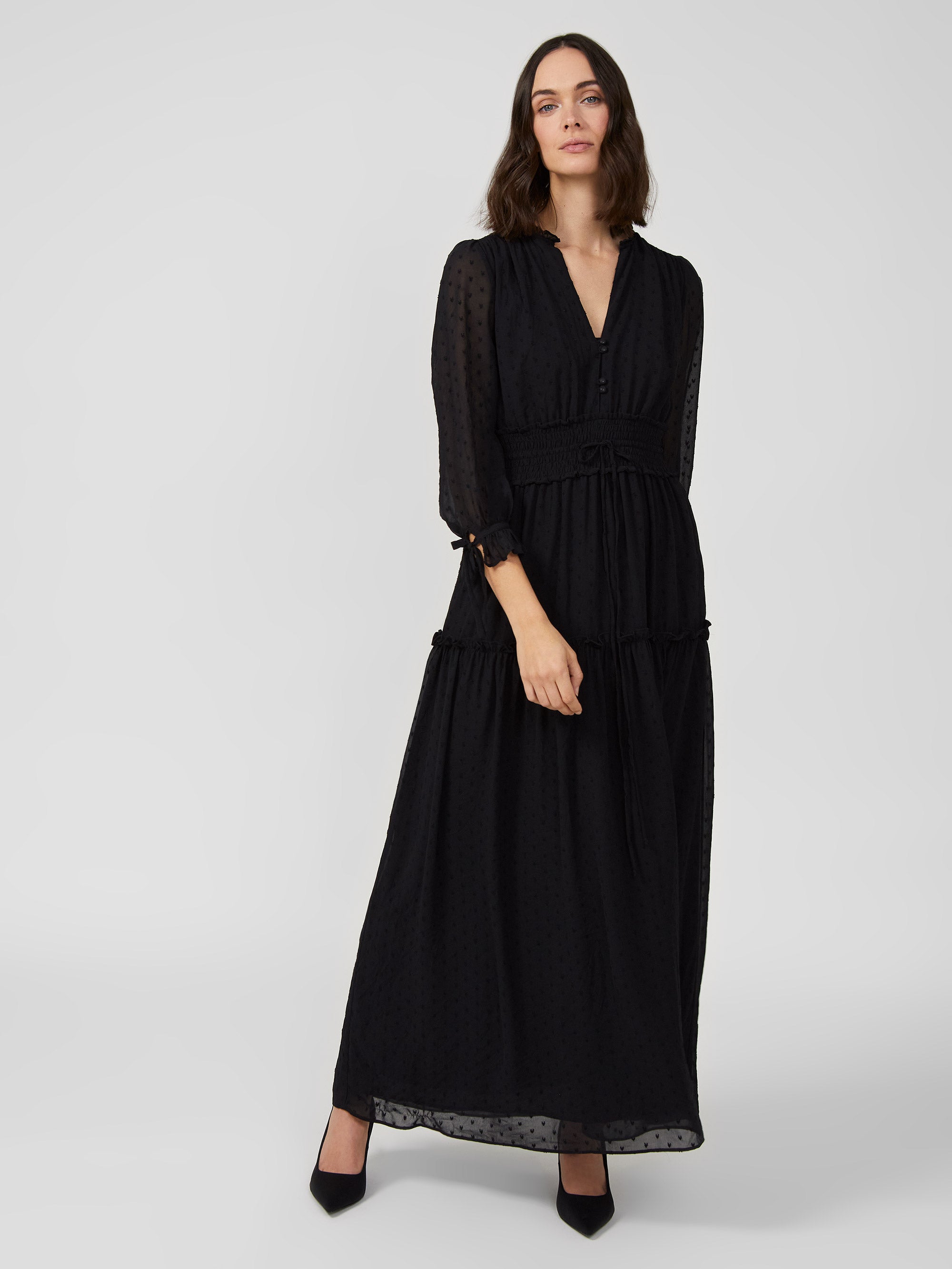 Heart Dobby Long Sleeve Maxi Dress