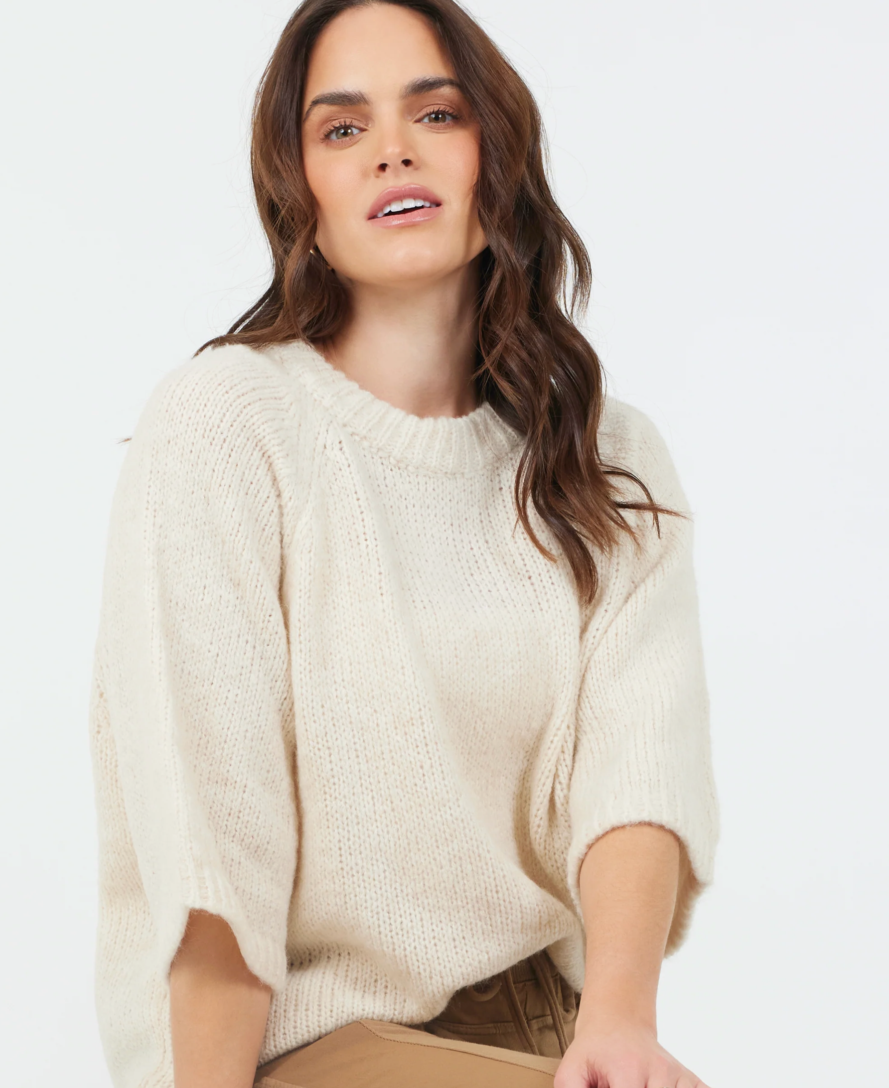 3/4 Sleeve Soft Knit Sweater