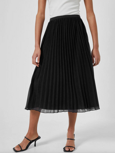 Pleated Solid Midi Skirt