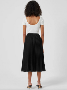 Pleated Solid Midi Skirt