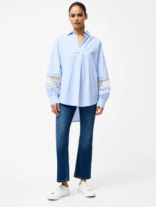 Cambria Cotton Stripe Embroidered Popover Shirt