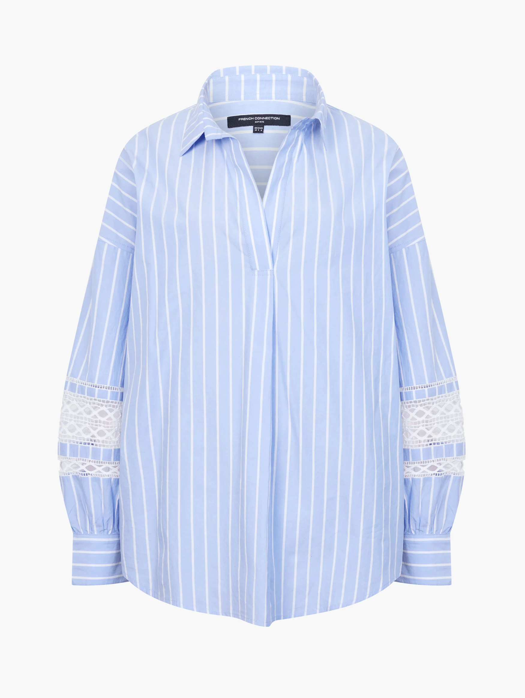 Cambria Cotton Stripe Embroidered Popover Shirt