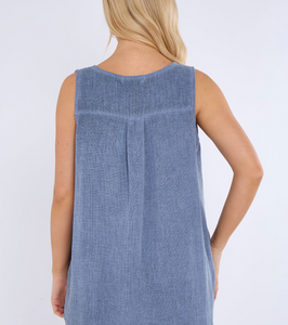 Washed  Linen Lace Detail Top