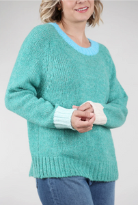 Contrast Trim Soft Knit Sweater