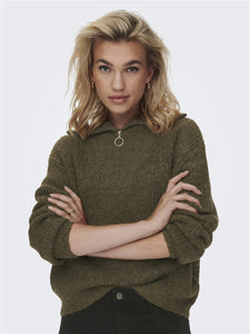 Knitted Long Sleeve Zip Pullover