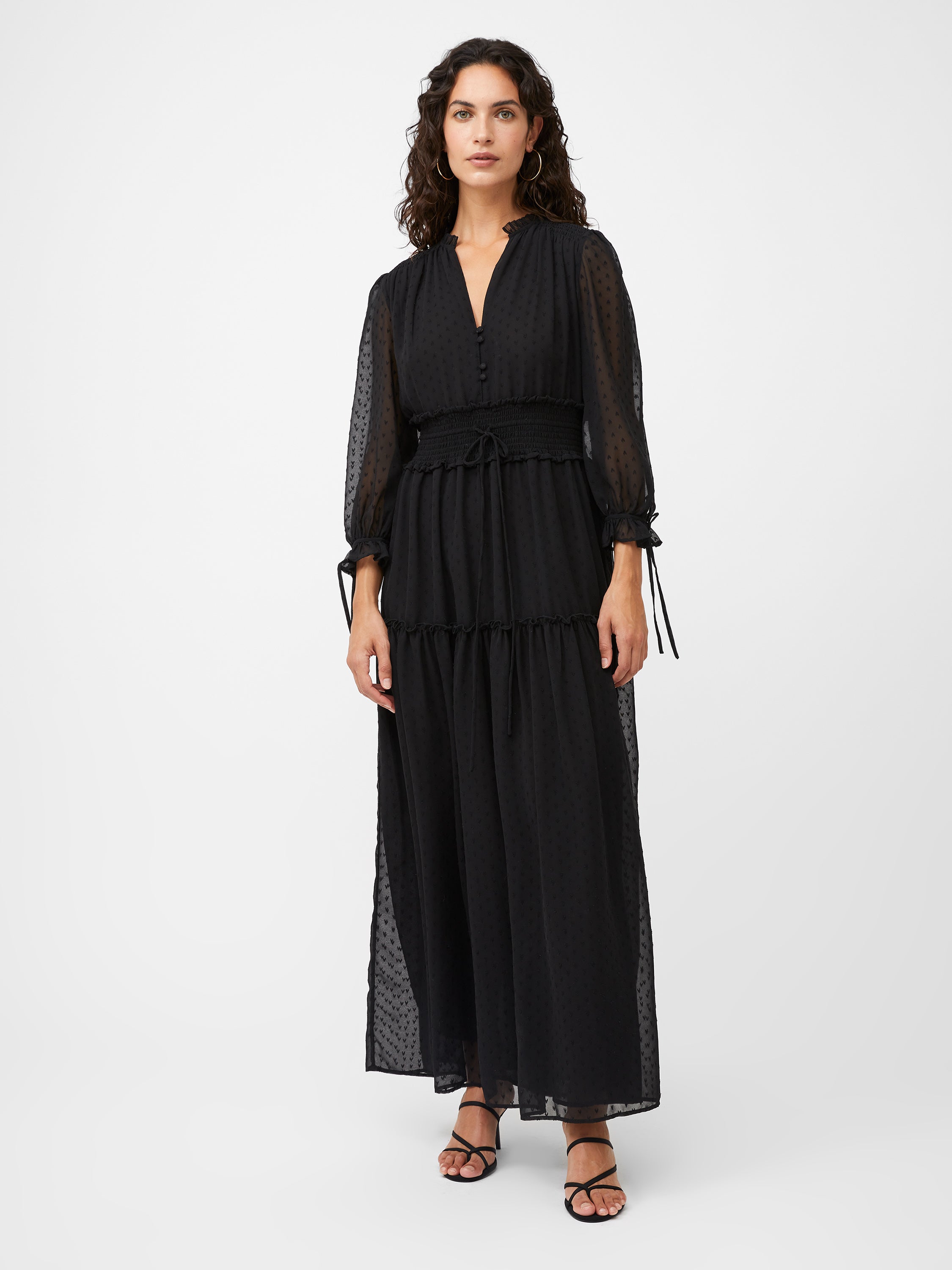 Heart Dobby Long Sleeve Maxi Dress