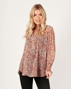 Printed Blouse With Elasticated Cuff