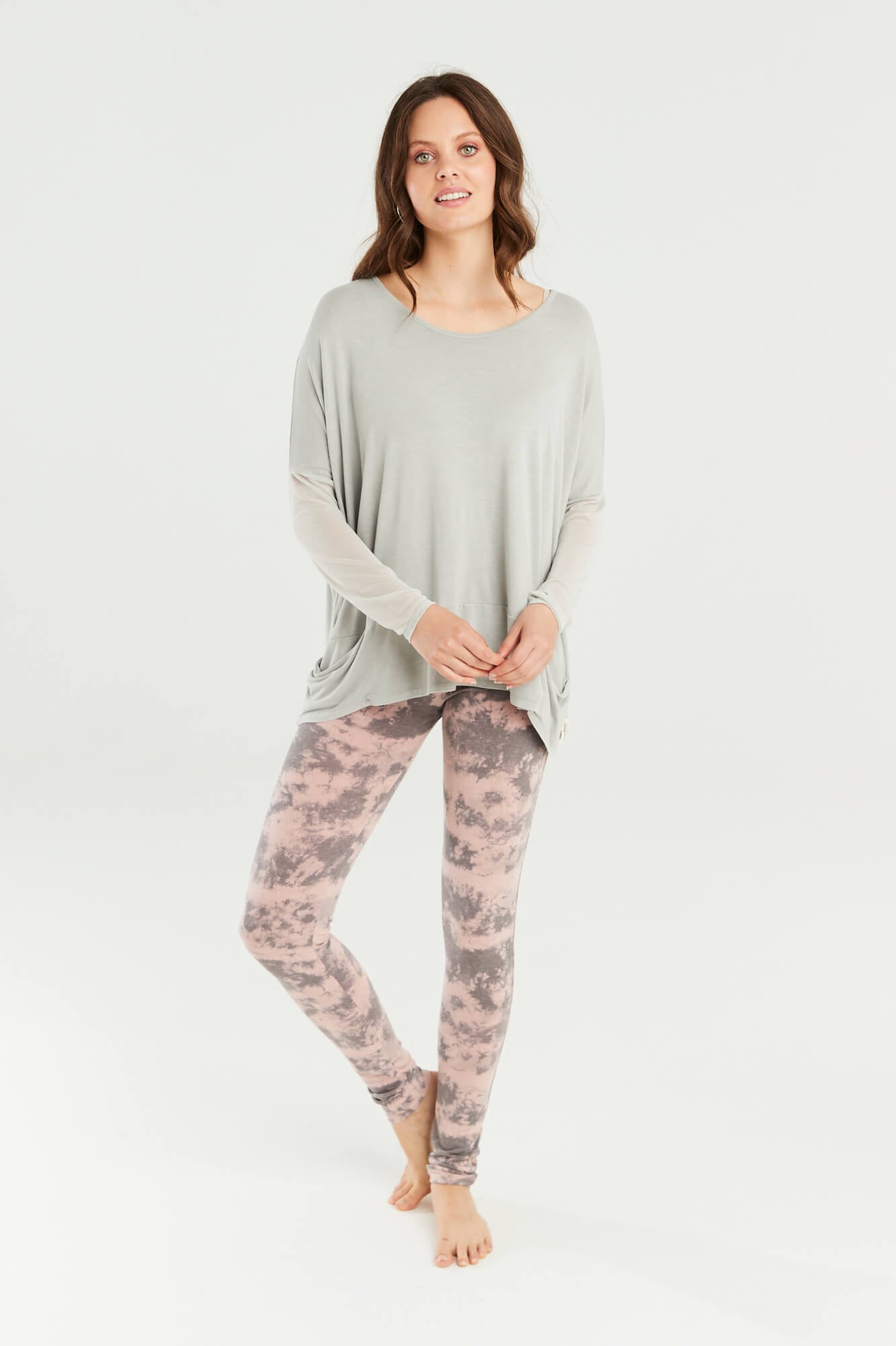 Geanie Cloud Print Leggings - Dusky Pink