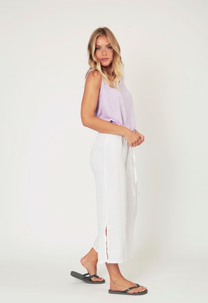 Cropped Linen Trousers with Side Splits