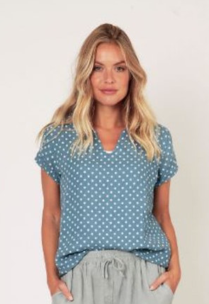 Polka dot linen top shop