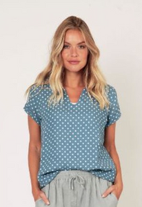 Polka Dot Linen Top