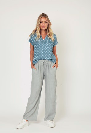 Polka Dot Linen Top