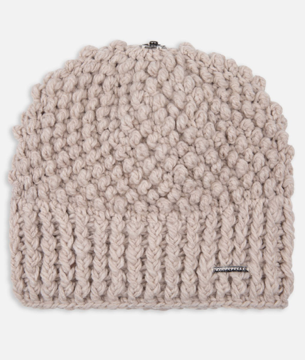 Knitted Beanie with Detachable Pom Pom