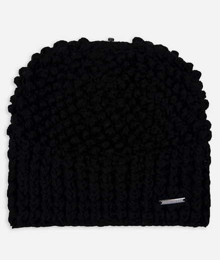 Knitted Beanie with Detachable Pom Pom