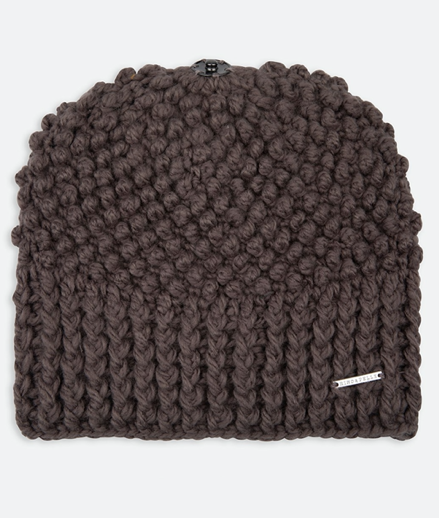 Knitted Beanie with Detachable Pom Pom