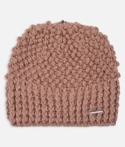 Knitted Beanie with Detachable Pom Pom