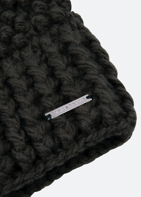 Knitted Beanie with Detachable Pom Pom