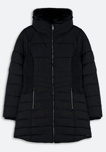 Padded Coat With Detachable Faux Fur Collar