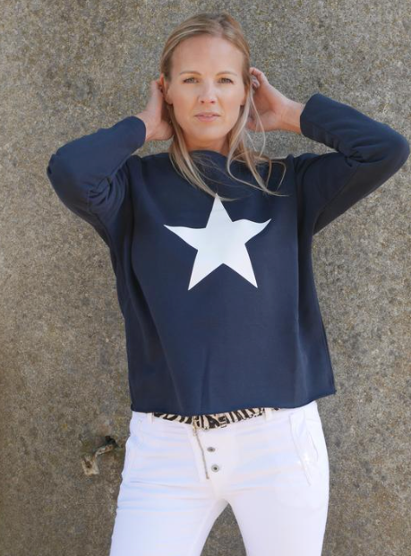 Navy Matt Star Sweatshirt