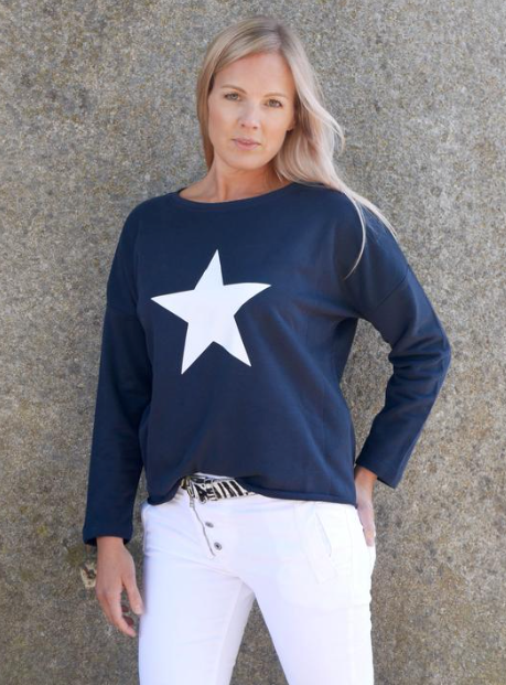 Navy Matt Star Sweatshirt