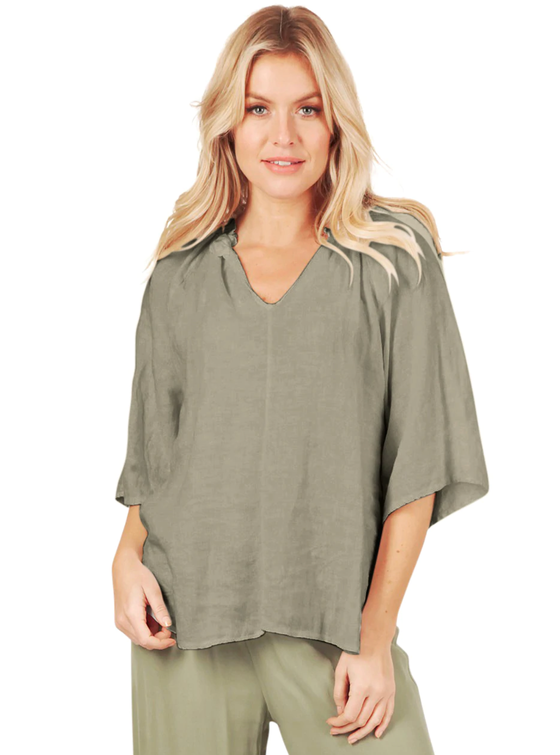 Linen Top with Kimono Style Sleeve