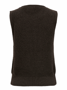 Ribbed Crew Neck Sleeveless Knitted Jumper