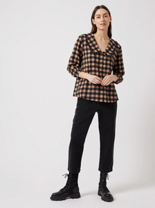 Gingham V-Neck Blouse