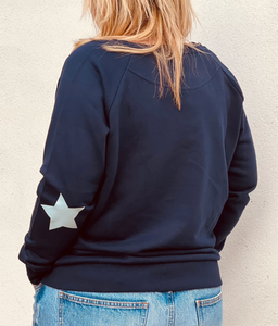 Organic Cotton Sweatshirt - Navy with Pale Blue Star