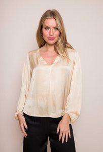 Willow Satin Blouse with Balloon Sleeves